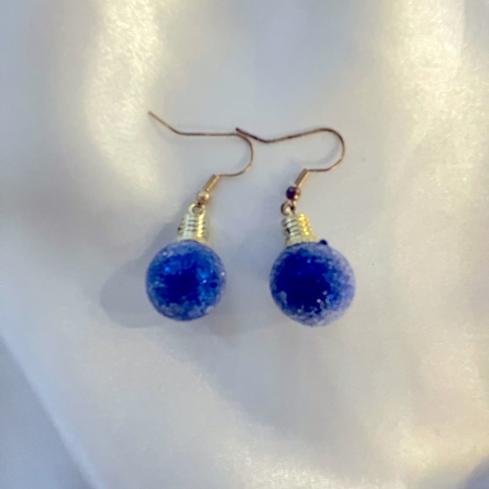 Blue Christmas Ball Ornament Earrings
